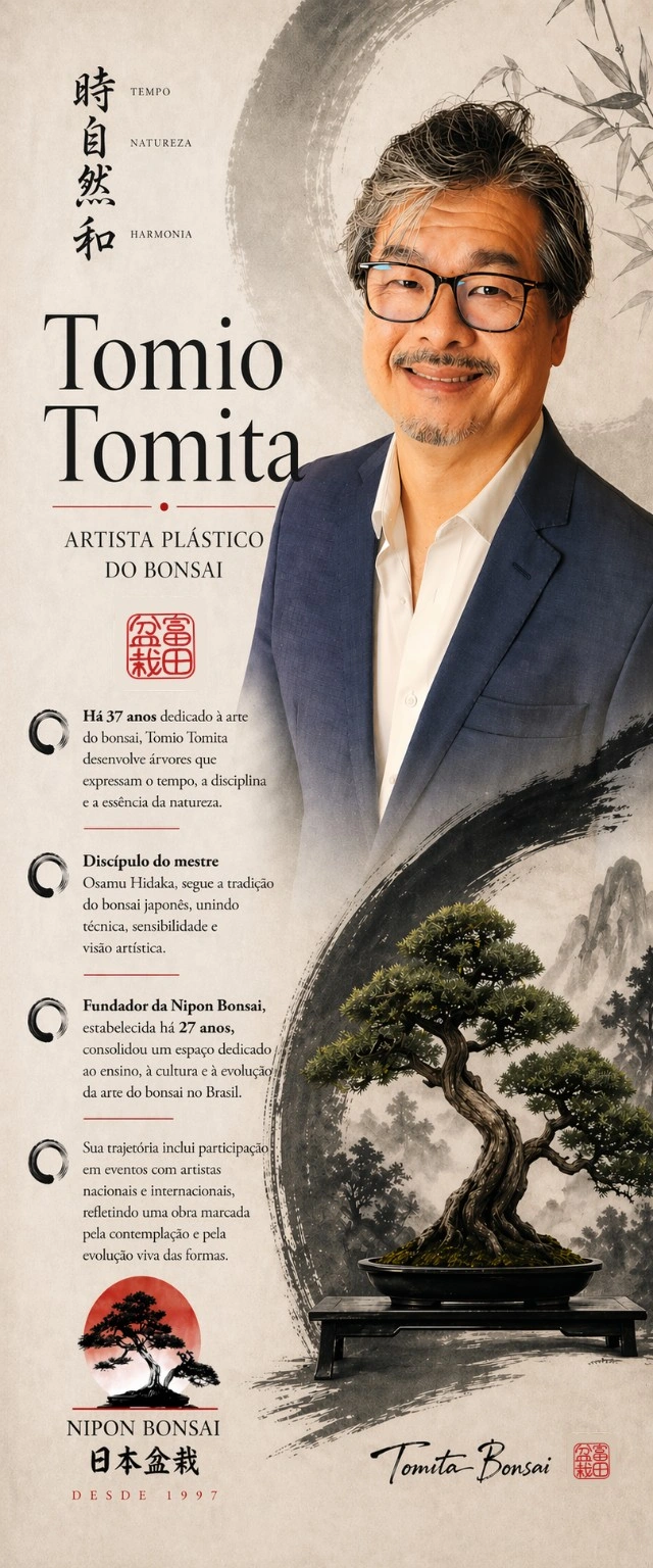 Apresentação de Tomio Tomita, artista plástico do bonsai: tempo, natureza e harmonia