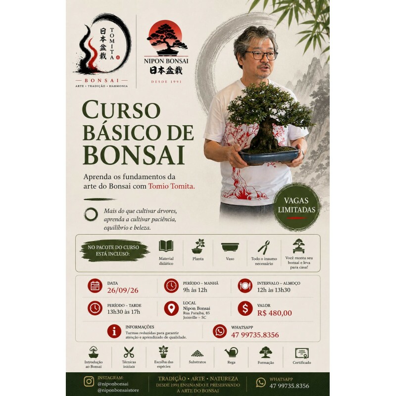 Curso de Introdução a Arte do Bonsai 24/09/2026 - JOINVILLE Curso de Introdução a Arte do Bonsai 24/09/2026 - JOINVILLE